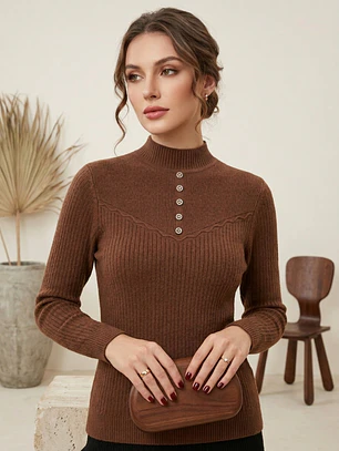 Sweater Térmico Mujer Café Forrado | Carobaska