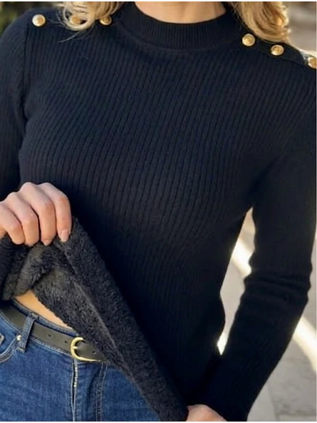 Sweater Térmico Mujer con Botones Dorados 2