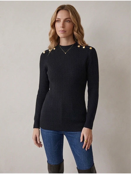 Sweater Térmico Mujer con Botones Dorados 5