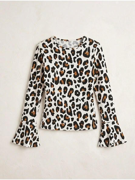 Top Animal Print Manga Larga Acampanada 5