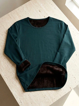 Polera Térmica Mujer Verde Petróleo Forrada Talla L | Carobaska