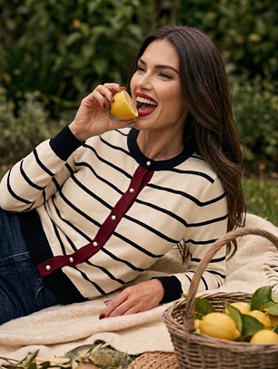 Chaleco Marinero Mujer a Rayas Negro Burdeo | Carobaska