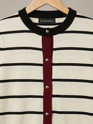 Chaleco Marinero Mujer a Rayas Negro Burdeo | Carobaska