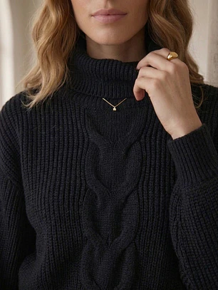 Chaleco Crop Mujer Negro Tejido Trenzado | Carobaska