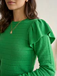 Sweater Verde Mujer Vuelos Hombros Crop Manga Larga - Miniatura 5