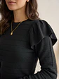 Sweater Mujer Negro con Vuelos en Hombros Manga Larga - Miniatura 2