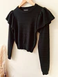 Sweater Mujer Negro con Vuelos en Hombros Manga Larga - Miniatura 6