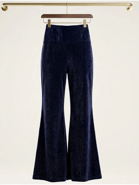 Pantalón Palazzo de Terciopelo Azul Elegancia sin Costuras | Carobaska 4