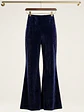 Pantalón Palazzo de Terciopelo Azul Elegancia sin Costuras | Carobaska - thumbnail 4