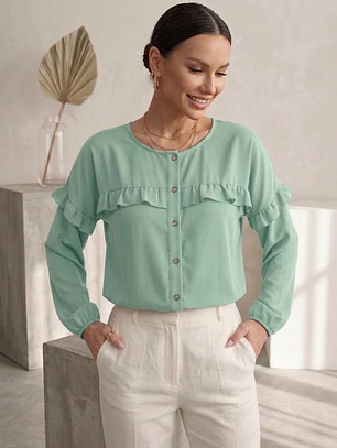 Blusa Verde Menta Mujer con Vuelos