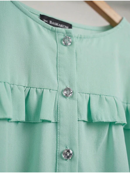 Blusa Verde Menta Mujer con Vuelos Casual | Carobaska 7