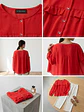Blusa Roja Mujer Elegante Manga Larga | Carobaska - Miniatura 5