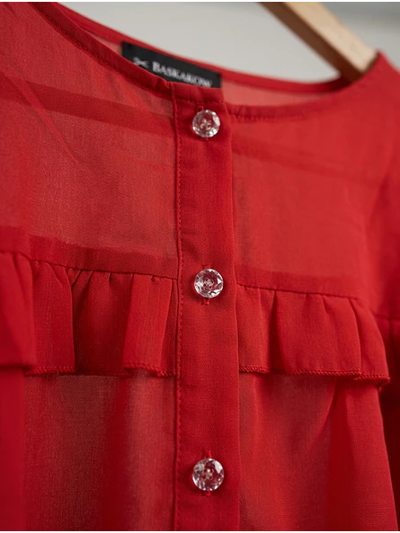 Blusa Roja Mujer Elegante Manga Larga | Carobaska 6