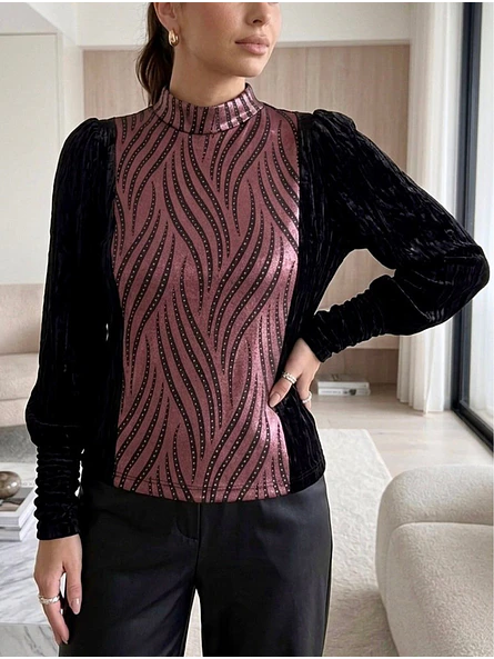 Sweater de Terciopelo Negro con Brillos  de Fiesta 7