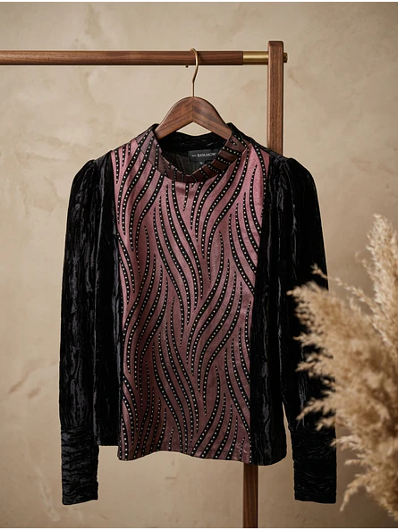 Sweater de Terciopelo Negro con Brillos  de Fiesta 8
