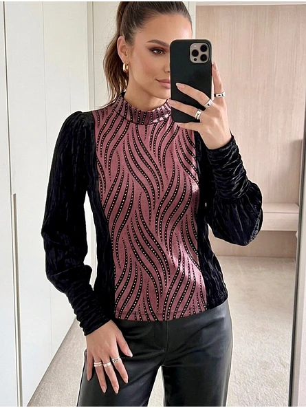 Sweater de Terciopelo Negro con Brillos  de Fiesta 2
