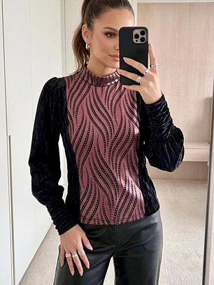 Sweater de Terciopelo Negro con Brillos  de Fiesta | Carobaska