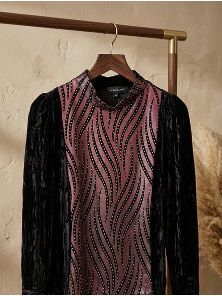 Sweater de Terciopelo Negro con Brillos  de Fiesta 10