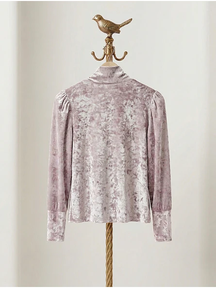 Sweater Mujer Perlado Terciopelo y Corderito Cuello Alto 5