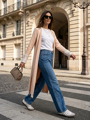 Tapado Largo Lanilla mujer estilo Minimalista | Carobaska