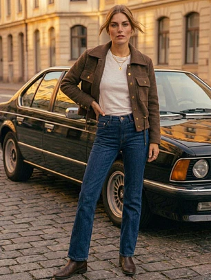 Chaqueta Café Mujer con Botones Dorados de Invierno | Carobaska