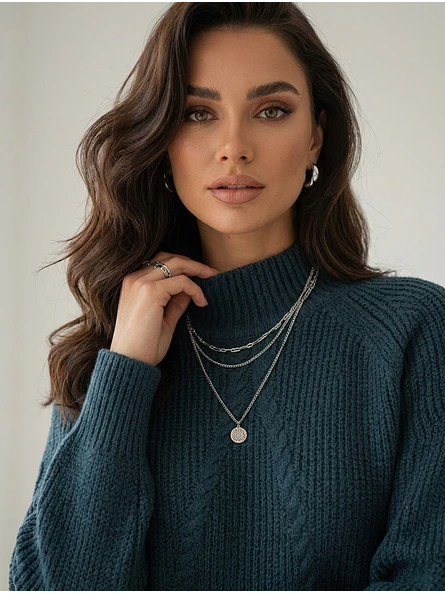 Chaleco Tejido Mujer Verde Petróleo Elegante 2