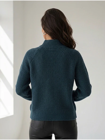 Chaleco Tejido Mujer Verde Petróleo Elegante 5