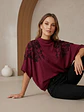 Sweater Burdeo Mujer Manga Murciélago Bordado - Miniatura 6
