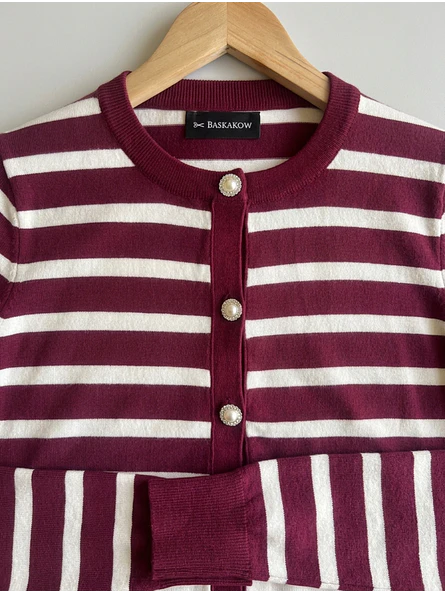 Chaleco Marinero Mujer a Rayas Burdeo y Blanco Chanel | Carobaska 3