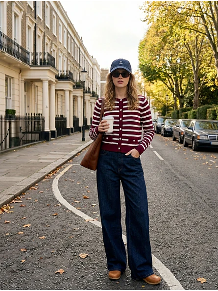 Chaleco Marinero Mujer a Rayas Burdeo y Blanco Chanel | Carobaska 1