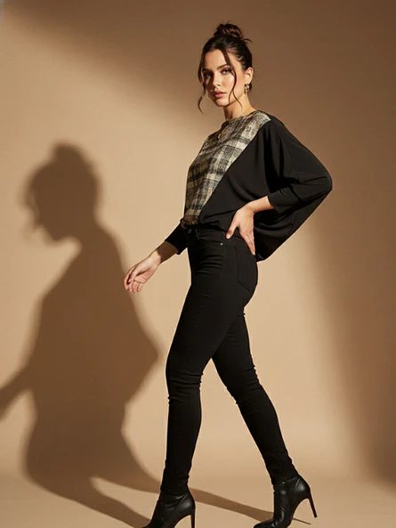 Polera Dorada Mujer Elegante Manga Murciélago 4