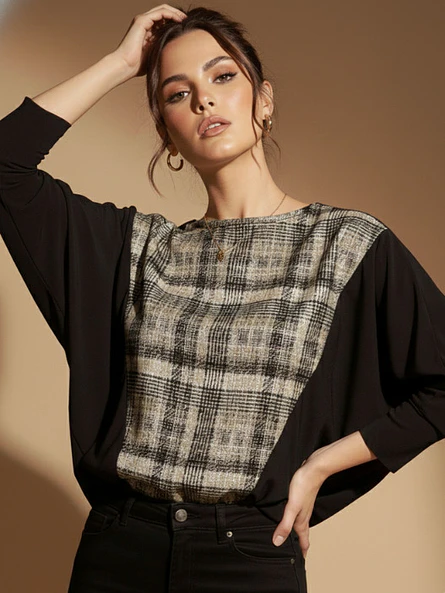 Polera Dorada Mujer Elegante Manga Murciélago 1