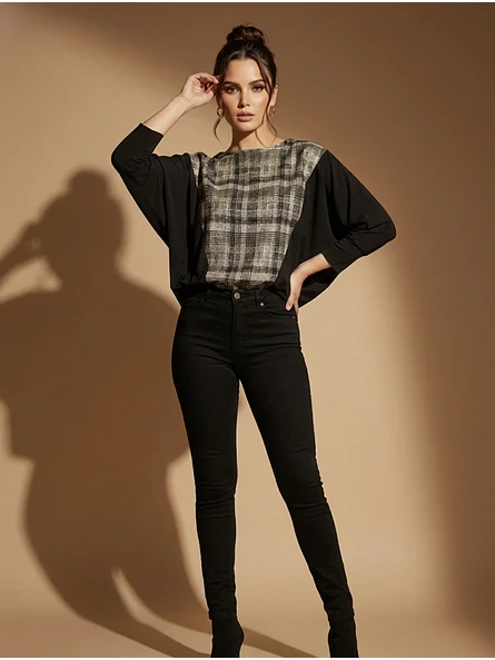 Polera Dorada Mujer Elegante Manga Murciélago 10