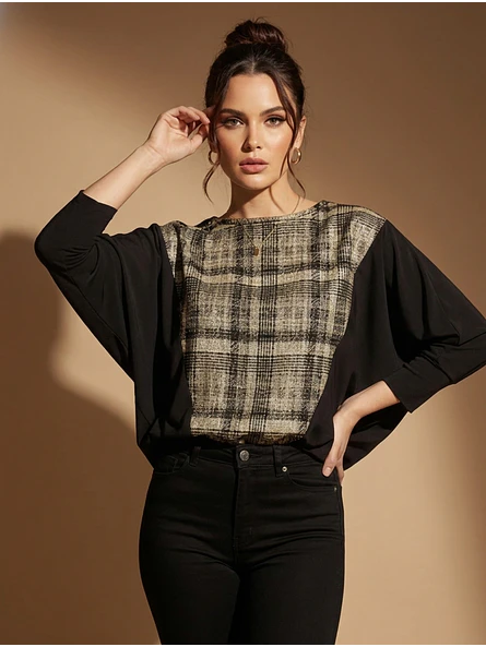 Polera Dorada Mujer Elegante Manga Murciélago 11