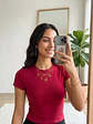 Polera Básica Roja Mujer Manga Corta - Miniatura 1