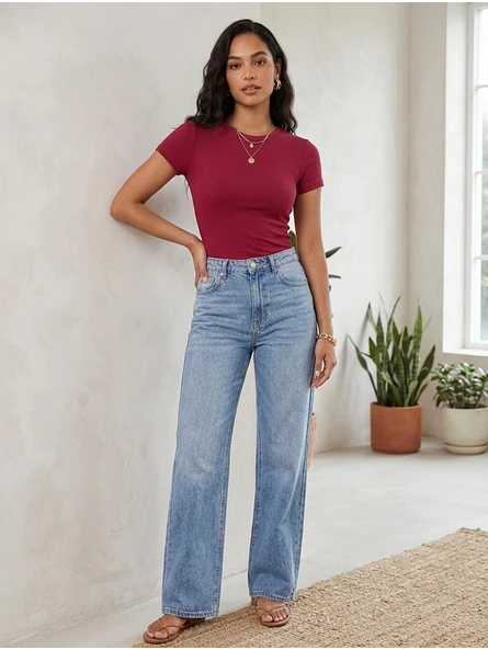 Polera Básica Roja Mujer Manga Corta 2