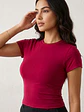 Polera Básica Roja Mujer Manga Corta - Miniatura 3