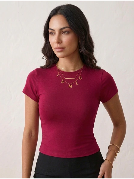 Polera Básica Roja Mujer Manga Corta 4