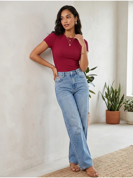 Polera Básica Roja Mujer Manga Corta 5