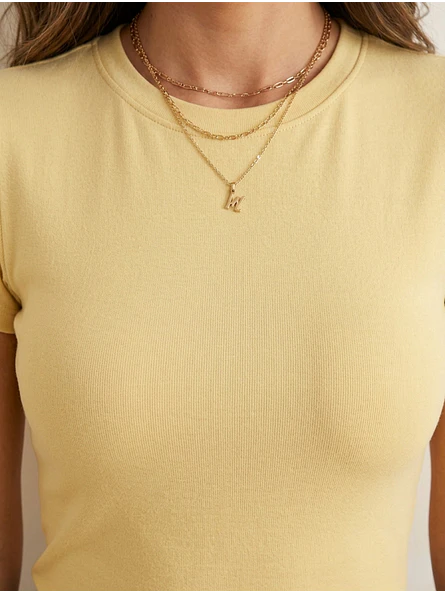 Polera Básica Mujer Amarilla Manga Corta 3