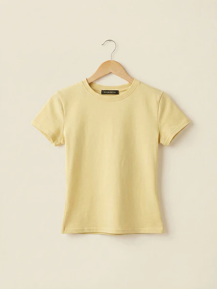 Polera Básica Mujer Amarilla Manga Corta 6