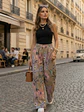 Pantalón Beige Mujer con Flores Pastel Tiro Alto - Miniatura 1