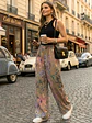 Pantalón Beige Mujer con Flores Pastel Tiro Alto - Miniatura 5