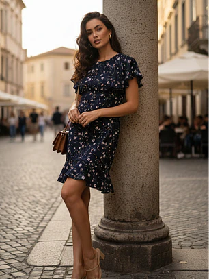 Vestido Corto Mujer Floreado vuelos Hecho en Chile | Carobaska