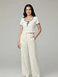 Crop top Acanalado Blanco Lazo Verde Olivo - Miniatura 3