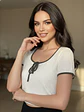 Crop top Acanalado Blanco Lazo Verde Olivo - Miniatura 5