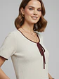Crop top Acanalado Beige Lazo Burdeo - Miniatura 2