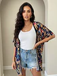 Tapado Kimono Mujer Azul Estampado Tropical - Miniatura 1