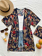 Tapado Kimono Mujer Azul Estampado Tropical - Miniatura 5