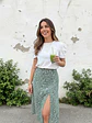 Falda Midi Mujer Verde con Estampado Floral | Carobaska - Miniatura 1